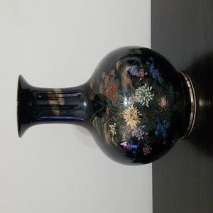 Vintage 1970s Signed Yamaji Floral Porcelain Vase